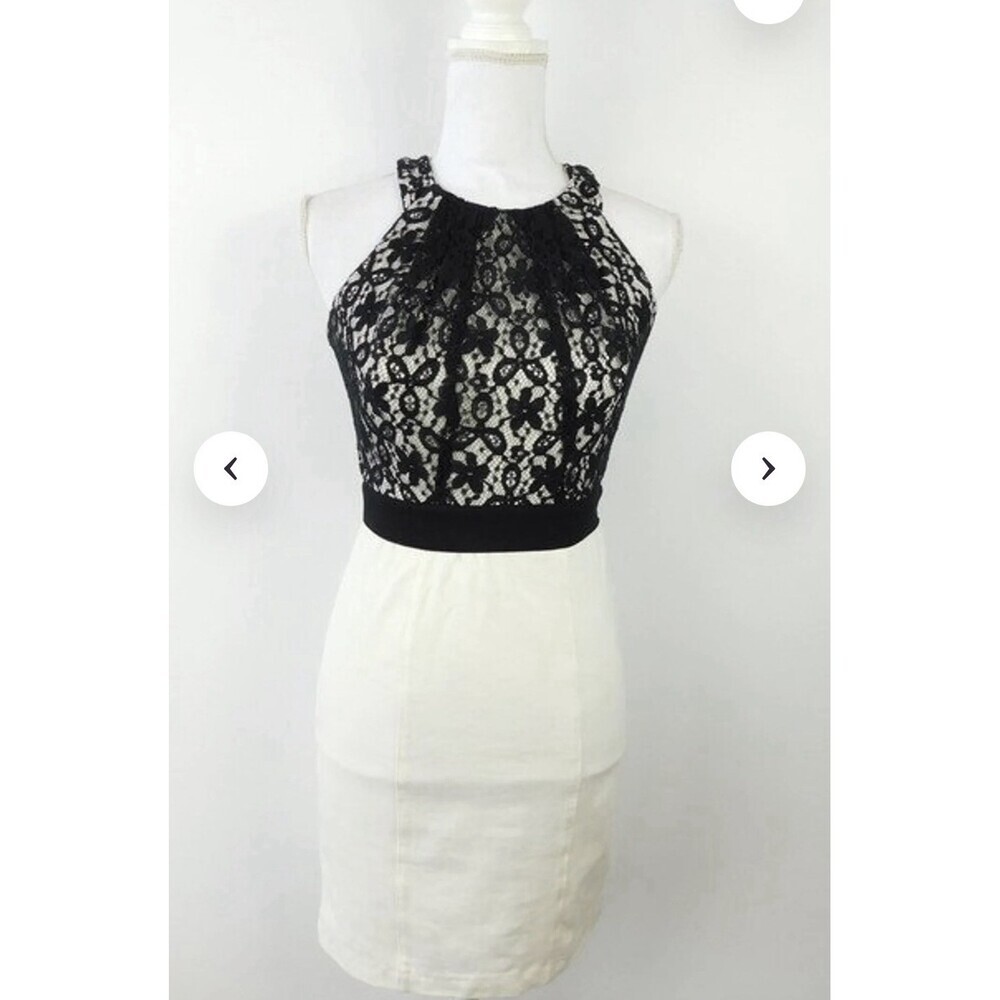 XOXO Black Lace & White Stretch Bottom Dress Sz 7/8 Medium Graduate Bridal Party